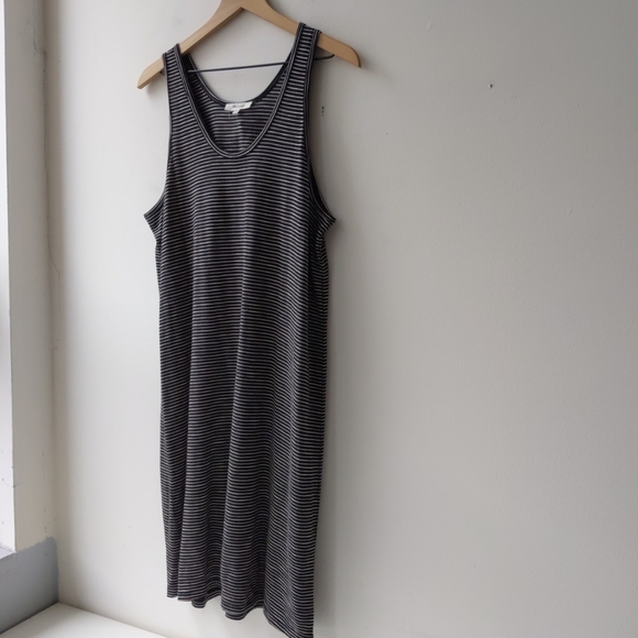 Madewell Striped Scoop Neck Knit Dress Black Tan Women's XL - Picture 2 of 7